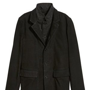 AllSaints Survey Leather Blazer Jacket Grey Size Medium